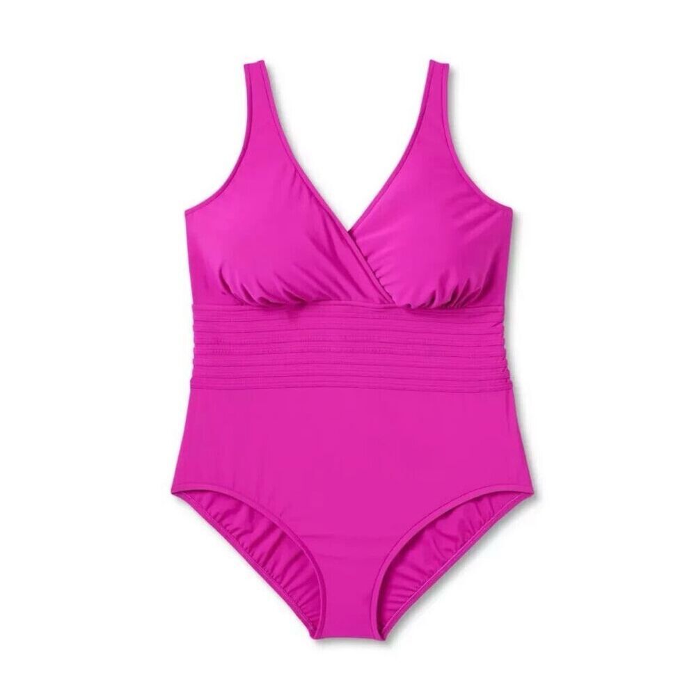 🌸 Aqua Green Fuchsia One Piece Swimsuit With Tummy Control Size 18